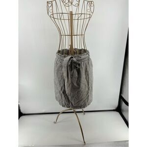 J.Crew Factory Black White Stripe Linen Cotton Skirt Elastic Waist Pockets L